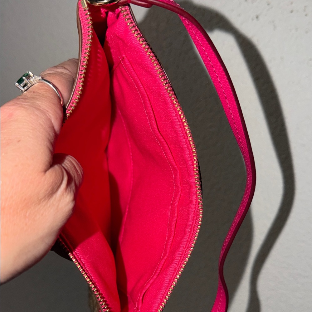 Coach signature brown and pink wristlet - Picture 4 of 12